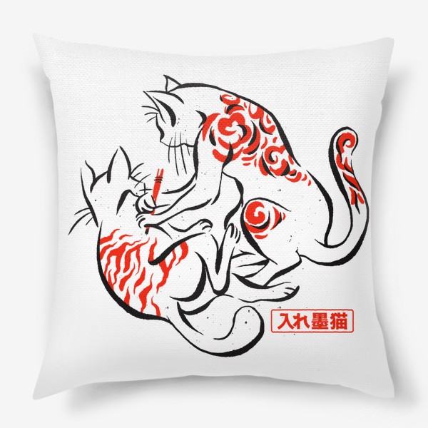 Подушка «Японский самурайский Кот тату»
