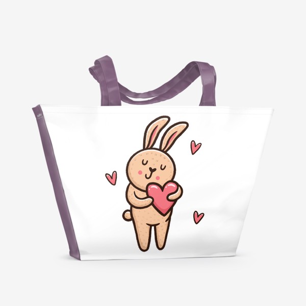 Пляжная сумка «Милый зайчик с сердечком»