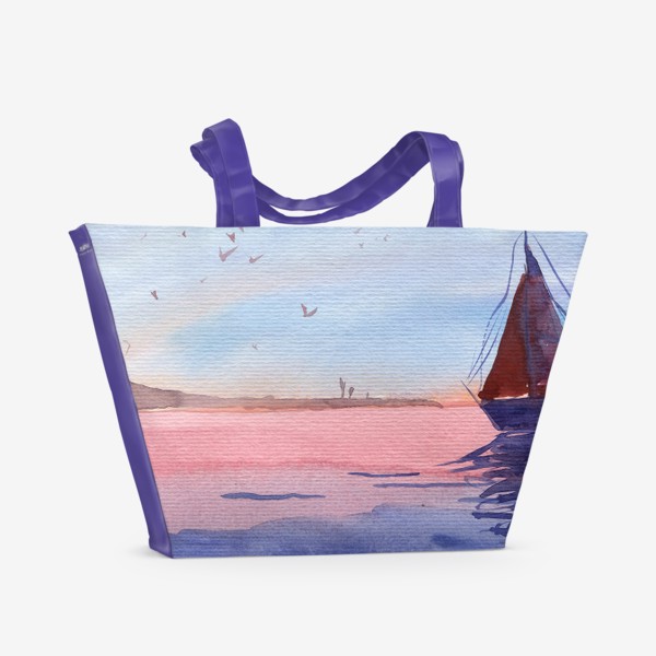 Пляжная сумка «море и лодка»