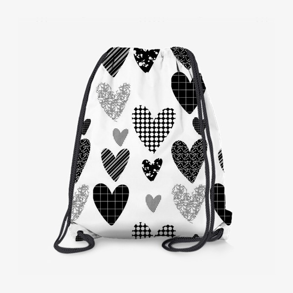 Рюкзак «Паттерн с черно-белыми сердечками »