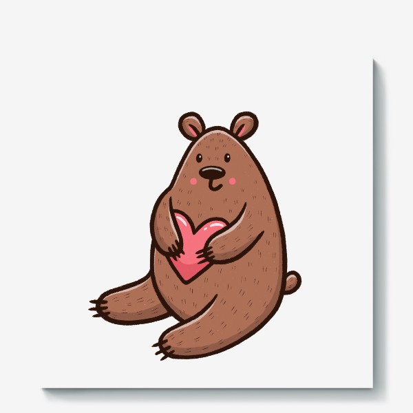 Холст «Милый медведь с сердечком»
