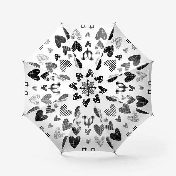 Зонт «Паттерн с черно-белыми сердечками »