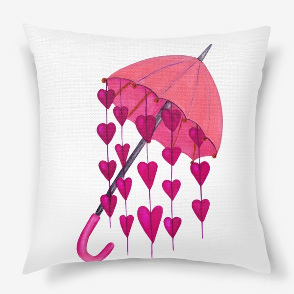 Подушка «Зонтик с сердцами - не укрыться от любви»