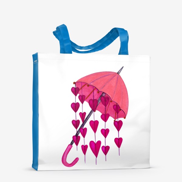 Сумка-шоппер «Зонтик с сердцами - не укрыться от любви»