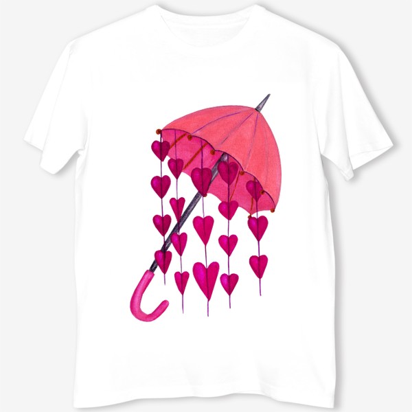 Футболка «Зонтик с сердцами - не укрыться от любви»