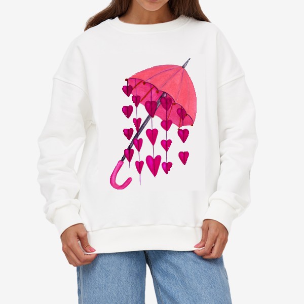 Свитшот «Зонтик с сердцами - не укрыться от любви»