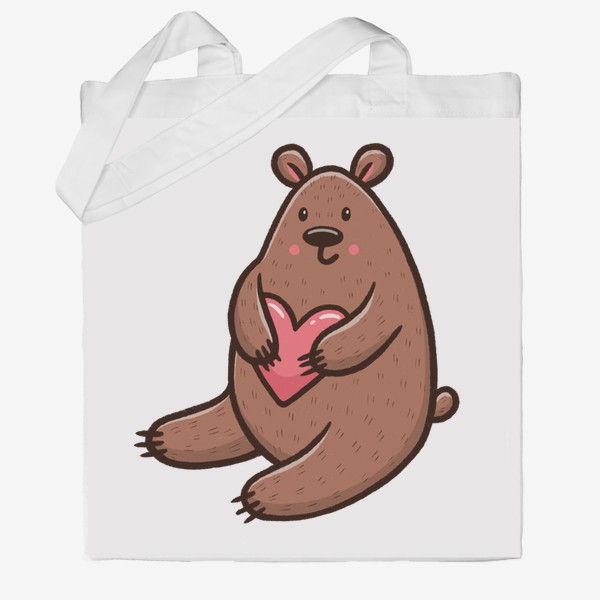 Сумка хб «Милый медведь с сердечком»