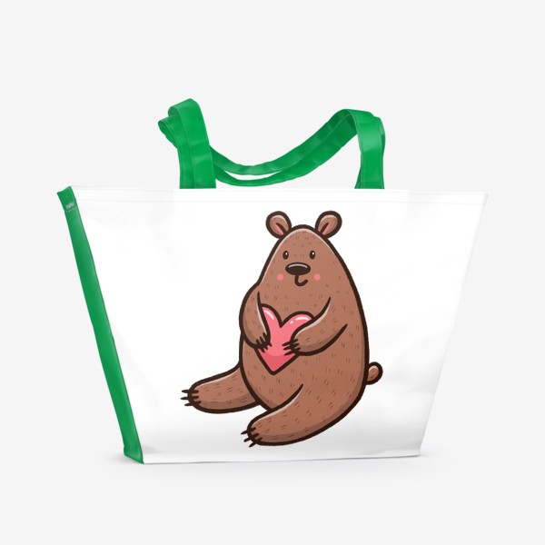 Пляжная сумка «Милый медведь с сердечком»