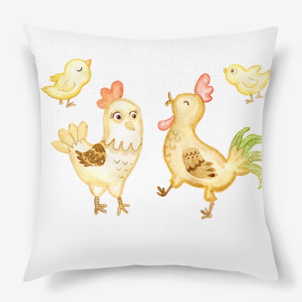 Подушка «Курочка, Петушок и цыплята»