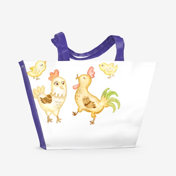 Пляжная сумка «Курочка, Петушок и цыплята»
