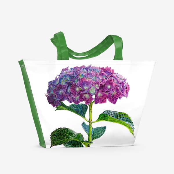 Пляжная сумка «Цветок Гортензия акварель»