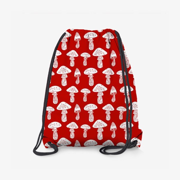 Рюкзак «Грибы на красном фоне»