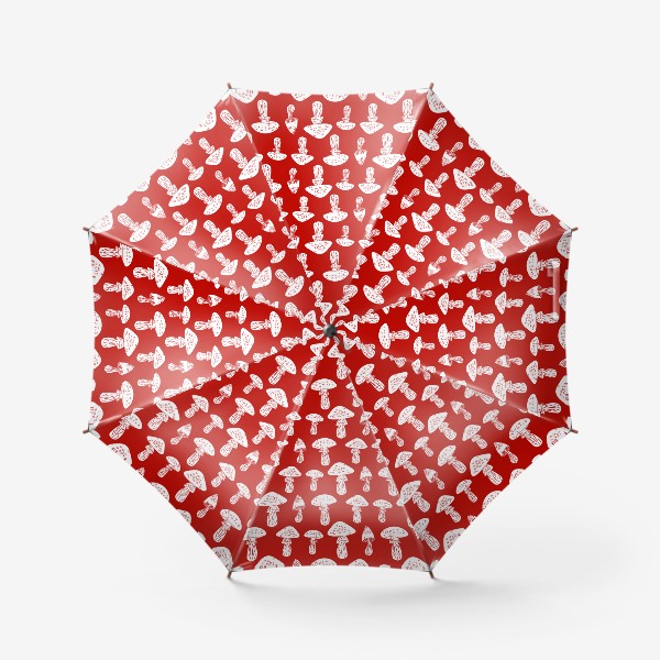 Зонт «Грибы на красном фоне»