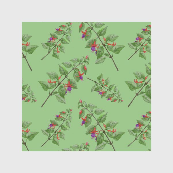 Скатерть «Цветы фуксии на светло зеленом фоне»