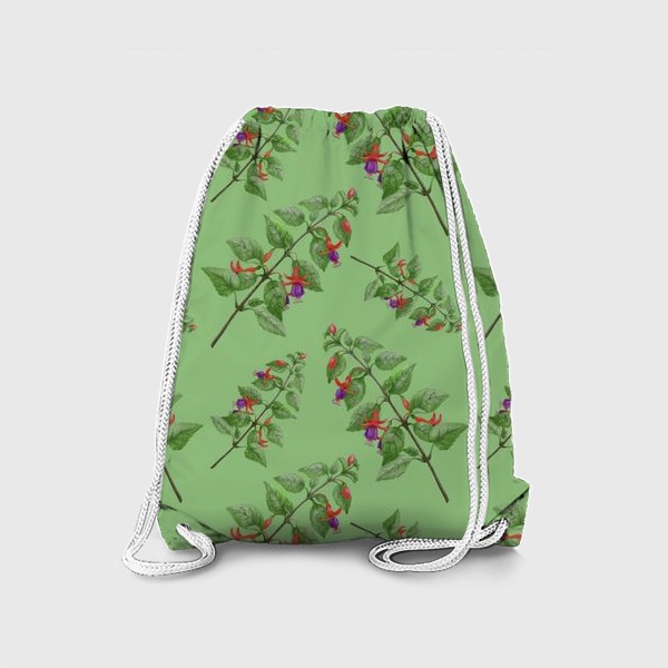 Рюкзак «Цветы фуксии на светло зеленом фоне»