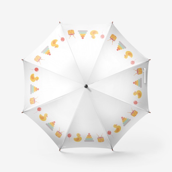 Зонт &laquo;Детские игрушки: уточка, барабан, пирамида, воздушный шар&raquo;