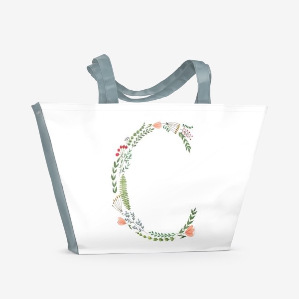 Пляжная сумка &laquo;Буква С из веточек, листиков, цветов и ягод.&raquo;