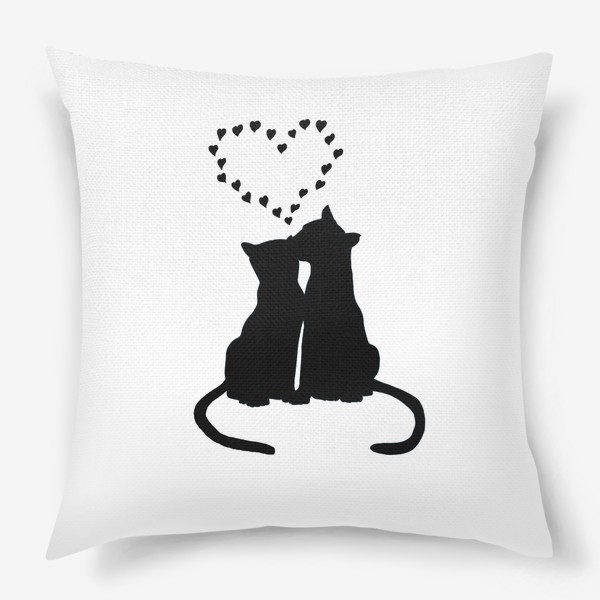 Подушка «Влюблённая пара котов и сердечки»
