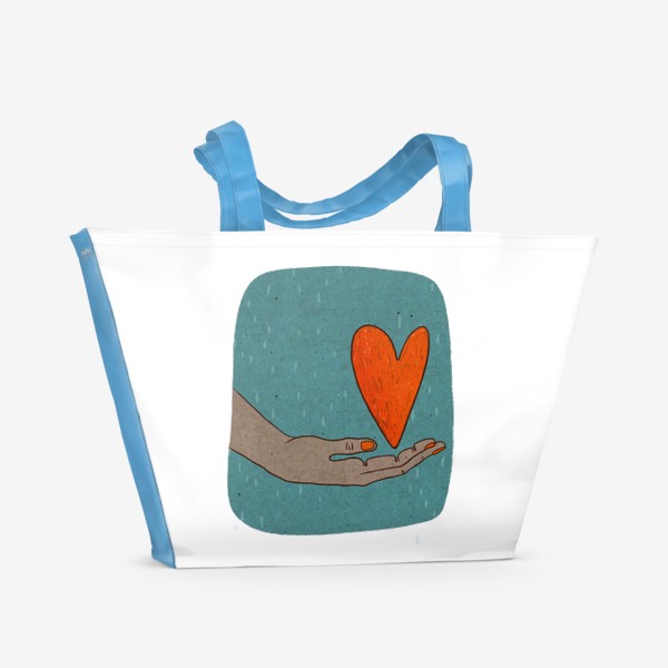 Пляжная сумка «Рука и сердце. Любовь»