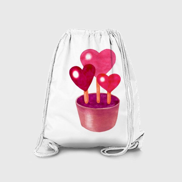 Рюкзак «Сердечки в цветочном горшке»