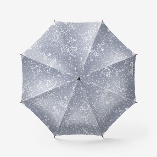 Зонт «Влюбленные лисички в стиле дудл на сером фоне (от volnata)»