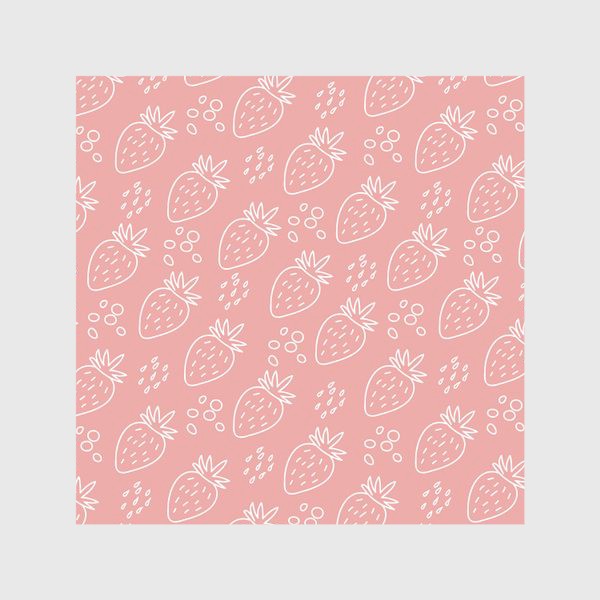 Скатерть «Клубника в стиле дудл на розовом фоне из серии "Влюбленные лисички" от volnata»