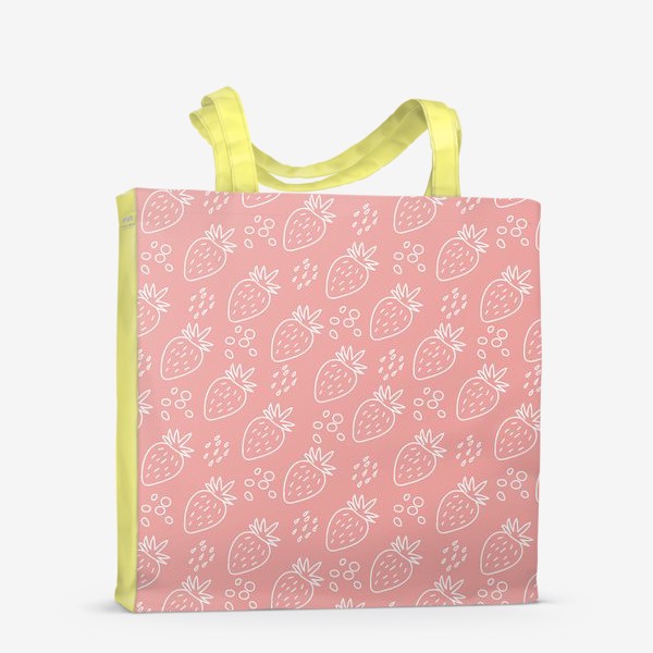 Сумка-шоппер «Клубника в стиле дудл на розовом фоне из серии "Влюбленные лисички" от volnata»