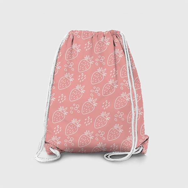 Рюкзак «Клубника в стиле дудл на розовом фоне из серии "Влюбленные лисички" от volnata»