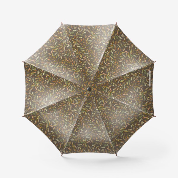 Зонт &laquo;Акварельные веточки с листьями на серо-коричневом фоне&raquo;