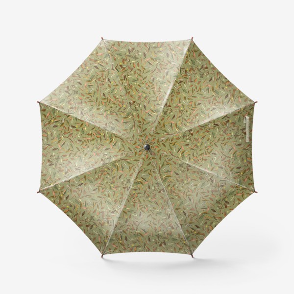 Зонт &laquo;Акварельные веточки с листьями на оливковом фоне&raquo;