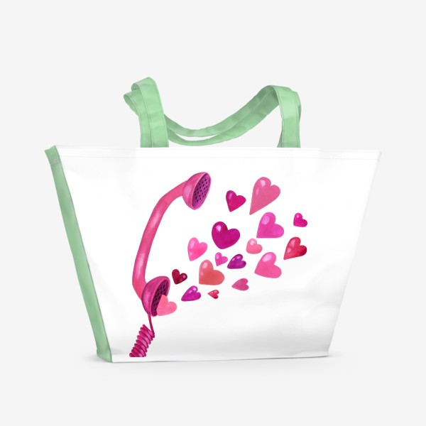 Пляжная сумка «Телефонная трубка с любовью и сердечками»