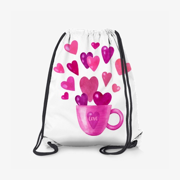 Рюкзак «Чашка с сердечками и надписью любовь love»