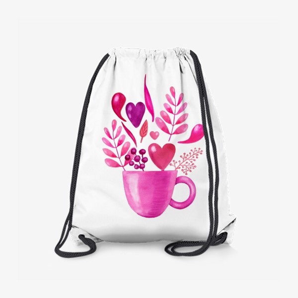 Рюкзак «Розовая кружка с розовыми цветами»