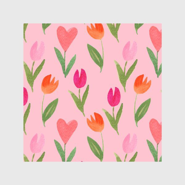 Скатерть «Тюльпаны для влюбленных на розовом фоне (серия "Влюбленные лисички")»