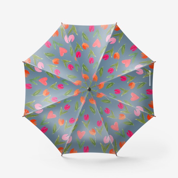 Зонт «Тюльпаны для влюбленных на сером фоне (серия "Влюбленные лисички") от volnata»