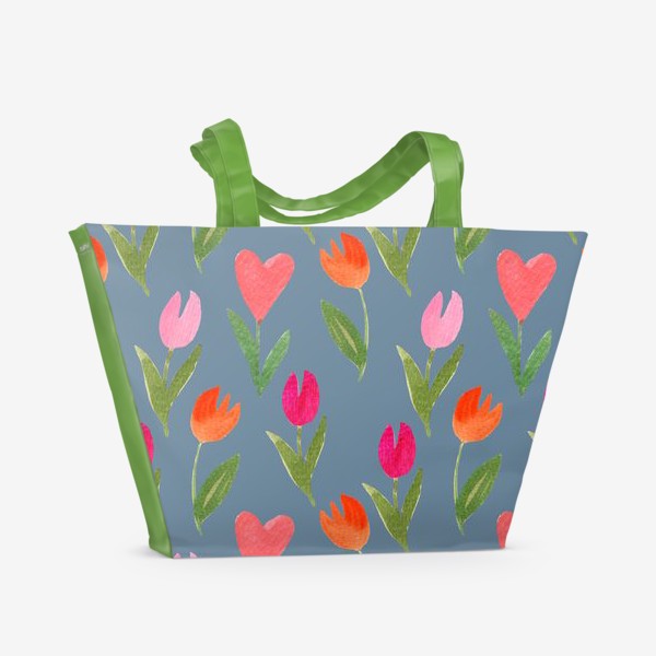 Пляжная сумка «Тюльпаны для влюбленных на сером фоне (серия "Влюбленные лисички") от volnata»