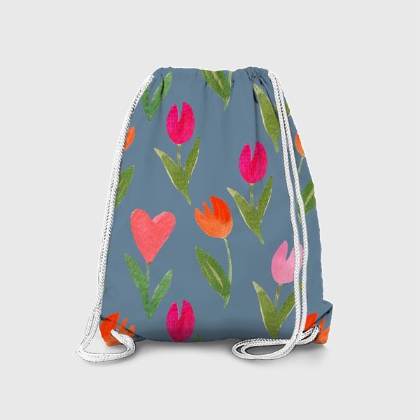 Рюкзак «Тюльпаны для влюбленных на сером фоне (серия "Влюбленные лисички") от volnata»
