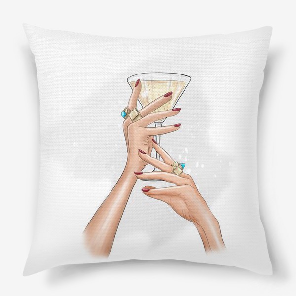 Подушка «Руки девушки с коктейлем»