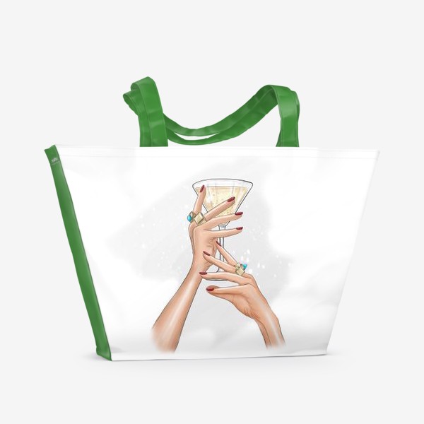 Пляжная сумка «Руки девушки с коктейлем»