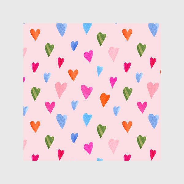 Шторы «Нежные акварельные сердечки на розовом фоне из серии "Влюбленные лисички" (от volnata)»