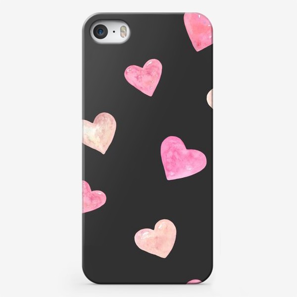 Чехол iPhone «День Влюбленных. Паттерн. Сердце. Черный фон»