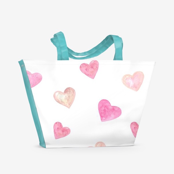Пляжная сумка «День Влюбленных. Паттерн. Сердце»