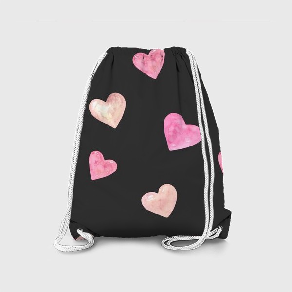 Рюкзак «День Влюбленных. Паттерн. Сердце. Черный фон»