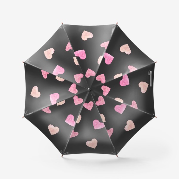 Зонт «День Влюбленных. Паттерн. Сердце. Черный фон»