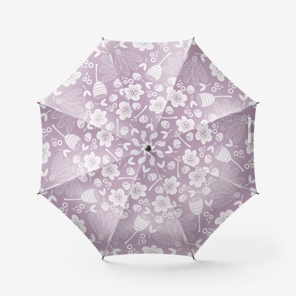 Зонт «Цветочный узор на сиреневом фоне»