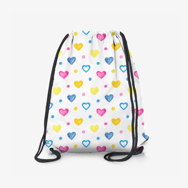 Рюкзак «Акварельные разноцветные сердечки»