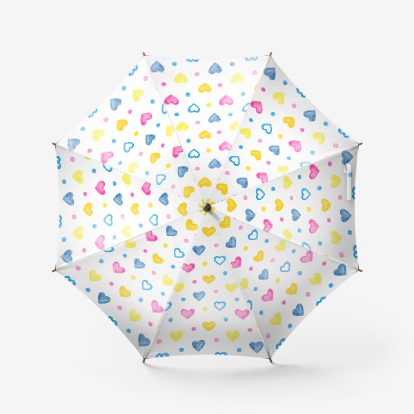 Зонт «Акварельные разноцветные сердечки»