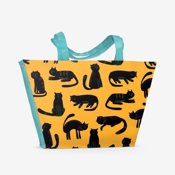 Пляжная сумка &laquo;чёрные коты&raquo;