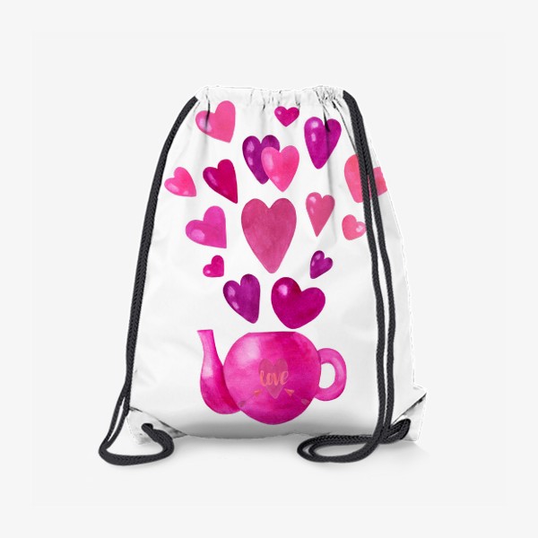 Рюкзак «Розовый чайник с любовью и сердечками »