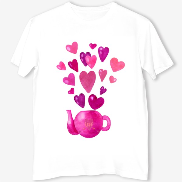 Футболка «Розовый чайник с любовью и сердечками »
